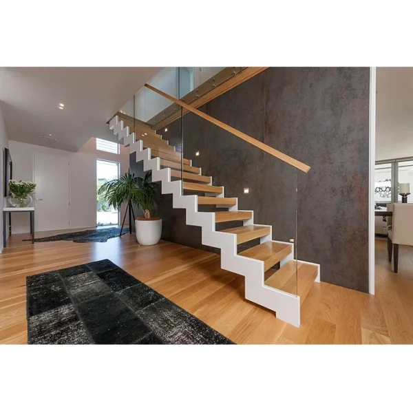 Zigzag Stringer Straight Staircase Wood Steps