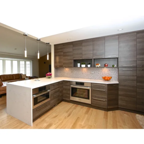 Wood Grain Melamine Finish Kitchen Cabinet